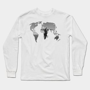 Black & White Girl World Map Long Sleeve T-Shirt